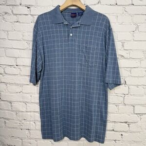 Vintage Pendleton Mens‎ Polo Shirt XL Golf Oversized Blue Window Pane Check 90s